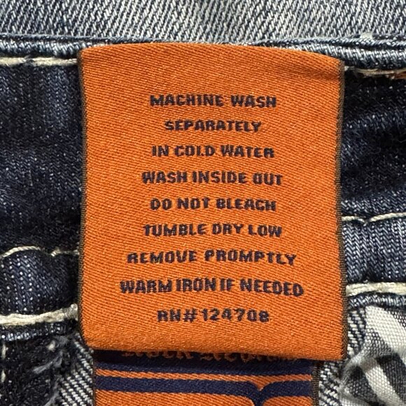 Rock Revival Jeans Womens 27 Blue Esther Cuff Straight Stretch Distressed Denim - Picture 12 of 13